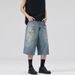 Men's Clothing Men's Wear Summer American Retro Graffiti Ink Splashed Seven Point Jeans Men's And Women's Trendy Silhouette Casual Shorts_viptrois.com