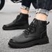 European Warm Series Dou Chuan Autumn New Martin Men's British Style Black Leather Versatile Casual Trendy High-top Boots_viptrois.com