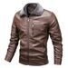 Men's jacket with fleece thickened simple fur one large size leather coat_viptrois.com
