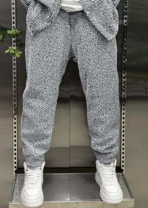 Men's Clothing Casual Spring Shirt Pants Set Comfortable Loose Fit Long Sleeve Shirt Trousers Stylish Matching Outfit (Black/White Grey, Sizes M-3XL)_viptrois.com