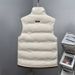 Men's Winter Quilted Vest With Stand Collar, Slim Fit, Thickened Casual Jacket For Big & Tall (Black, Beige)_viptrois.com