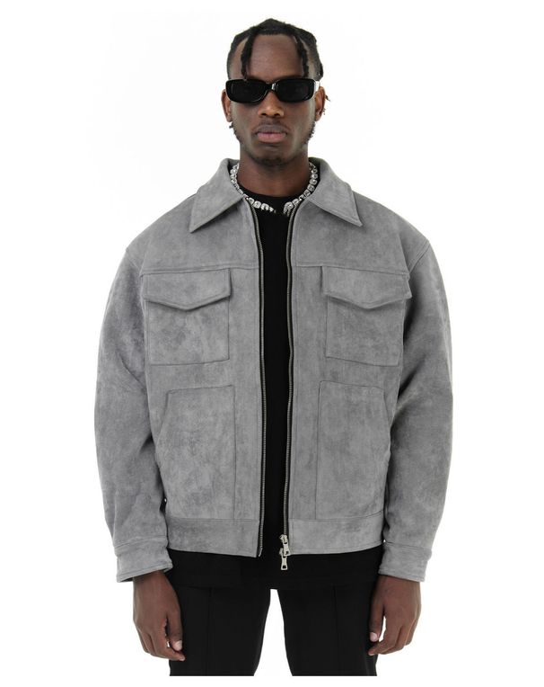 Men's Trendy Jacket, Suede, Men's Zippered Large Pocket Casual Lapel Spring And Autumn Jacket For Men_viptrois.com