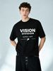 Men's 100% Cotton VISION DIVISION Lightning Letter Printed Short Sleeve T-Shirt New Summer Casual Round Neck Regular Fit Streetwear Graphic Tee_viptrois.com