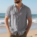 Men's Summer Casual Shirt European Size Breathable Linen Multi Pocket Buttoned Loose Fit Beach Workwear Short Sleeve_viptrois.com
