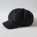 Woolen Beret Autumn Winter Korean Version Versatile Solid Color Newsboy Painter Trendy Duckbill Octagonal Hat_viptrois.com