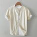 Men's Clothing Stand Collar Linen Shirt Short Sleeved Cotton And Linen Shirt Summer Thin Loose Casual Linen Shirt_viptrois.com