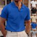 Men's Polo Neck Short Sleeve Sports T-shirt Cross Border Men's Fashion European And American High End V-neck Solid Color Top_viptrois.com