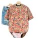 Men's Clothing Men's High-End Versatile Crew Neck T-Shirt Loose Fit Style Summer Casual Fashion Short Sleeve Top With Simple Leaf Pattern_viptrois.com