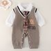 Super Cute And Fashionable Baby Clothes Spring And Autumn College Style Baby Jumpsuit Autumn Clothes Fake Two Piece Gentleman Going Out Clothes Romper_viptrois.com