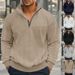 Men's Stand Collar Zip-Up Sweatshirt – Heavyweight Jacquard Pullover (Relaxed Fit, Winter Casual)_viptrois.com