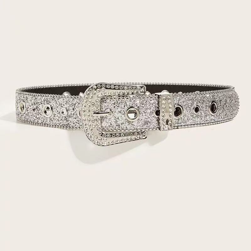 Instagram Feng Shui Diamond Leather Bandwidth Decoration Fashion Personalized Sequin Jeans Versatile Trendy Belt_viptrois.com