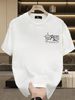 Men's 100% Cotton Short Sleeve T-Shirt With Mountains "The Wild West" Logo, Casual Loose Fit, Streetwear Style_viptrois.com