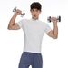 Men's Clothing High Collar Muscle Showing Fitness Clothes Mesh Fabric Stand Up Collar High Elastic Tights Short Sleeved Running Training_viptrois.com