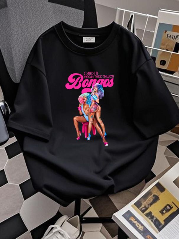 Rare Cardi B Shirt Megan Thee Stallion Tee Bongos Cotton Men S-3XL Shirt 4H1351 Graphic Designer Clothes Stylish Soft Slightly Breathable Summer_viptrois.com