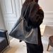 Fashionable Casual Tote Bag For Women - Large Capacity Shoulder Bag With Zipper Closure, Lightweight PU Material, (White/Blue/Black/Brown/Red)_viptrois.com