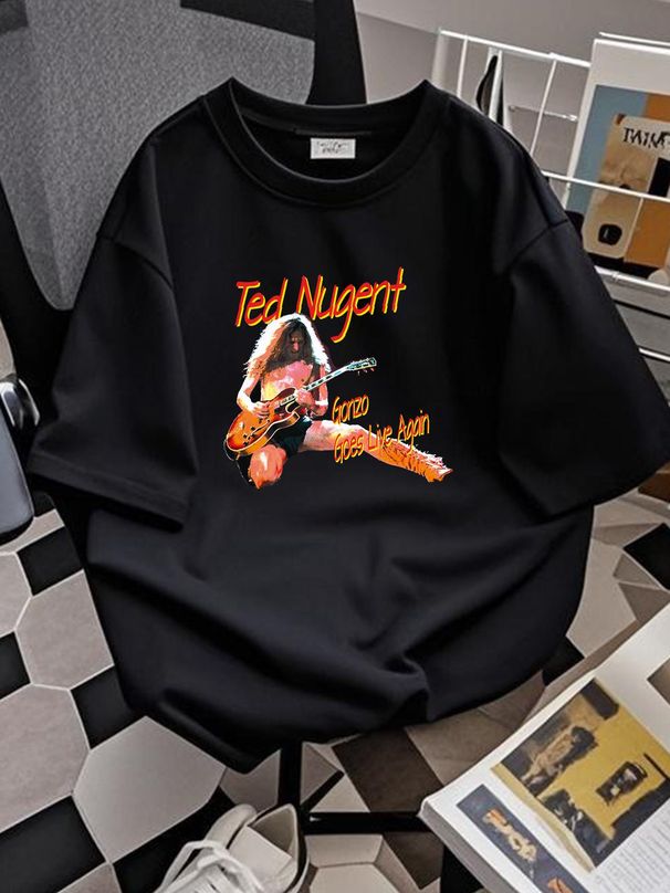 Ted Nugent T-shirt Black Short Sleeve Men Unisex Top For Everyday Wear Designer Clothes Fashion Comfortable Breathable Soft Versatile Homme_viptrois.com