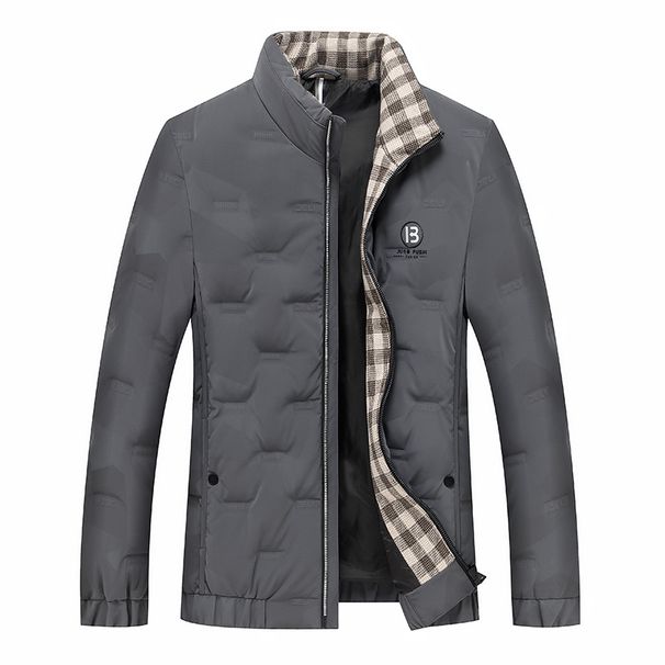 Men's Clothing Winter men's short Silk cotton jacket for middle aged and young people, stand up collar white duck Silk cotton casual warm slim jacket for men_viptrois.com