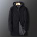 Pure Knitted Cardigan Autumn Winter Top Mid-Length Coat Fleece Lined Thickened Korean Style Trendy Outerwear Men's Casual_viptrois.com