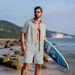 Men's Clothing Sweater Summer Sports Casual Texture Beach Short Sleeved Button Down And Shorts Set_viptrois.com