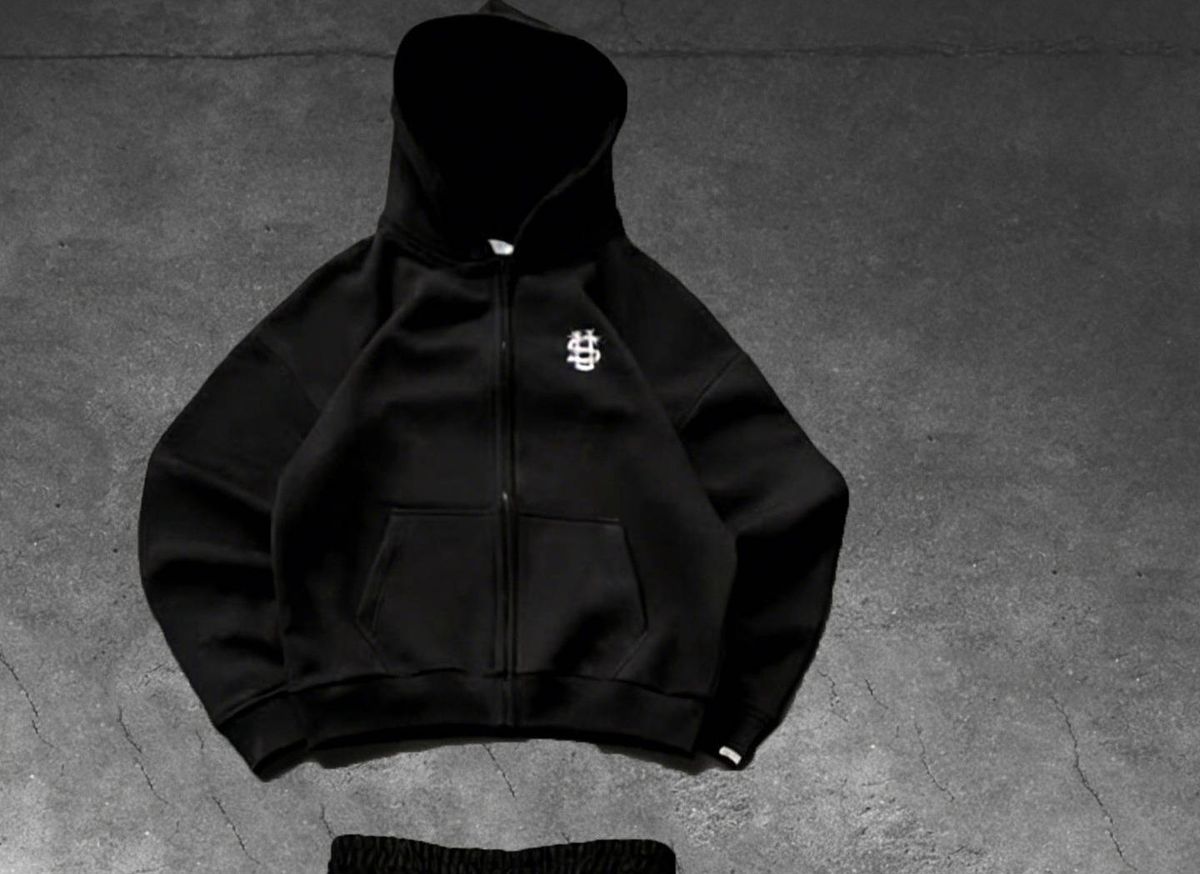 Men's Clothing Embroidered Hooded Sweatshirt And Double-waisted Sweatpants, Street Style, Spring 2026 New Collection._viptrois.com