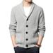 Pure Quality European And American Cross-Border New Long Sleeve Cardigan Pocket High Collar Solid Color Knitted_viptrois.com