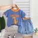 Boys' Outfit Baby's Skateboard Dinosaur Two-piece Set, Korean Version Summer Short Sleeved Outfit, Children's Clothing_viptrois.com