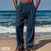 Men's Hawaiian Print Casual Pants - Summer Elastic Waist With Drawstring | Breathable & Comfortable Lightweight Trousers | Multiple Pockets_viptrois.com