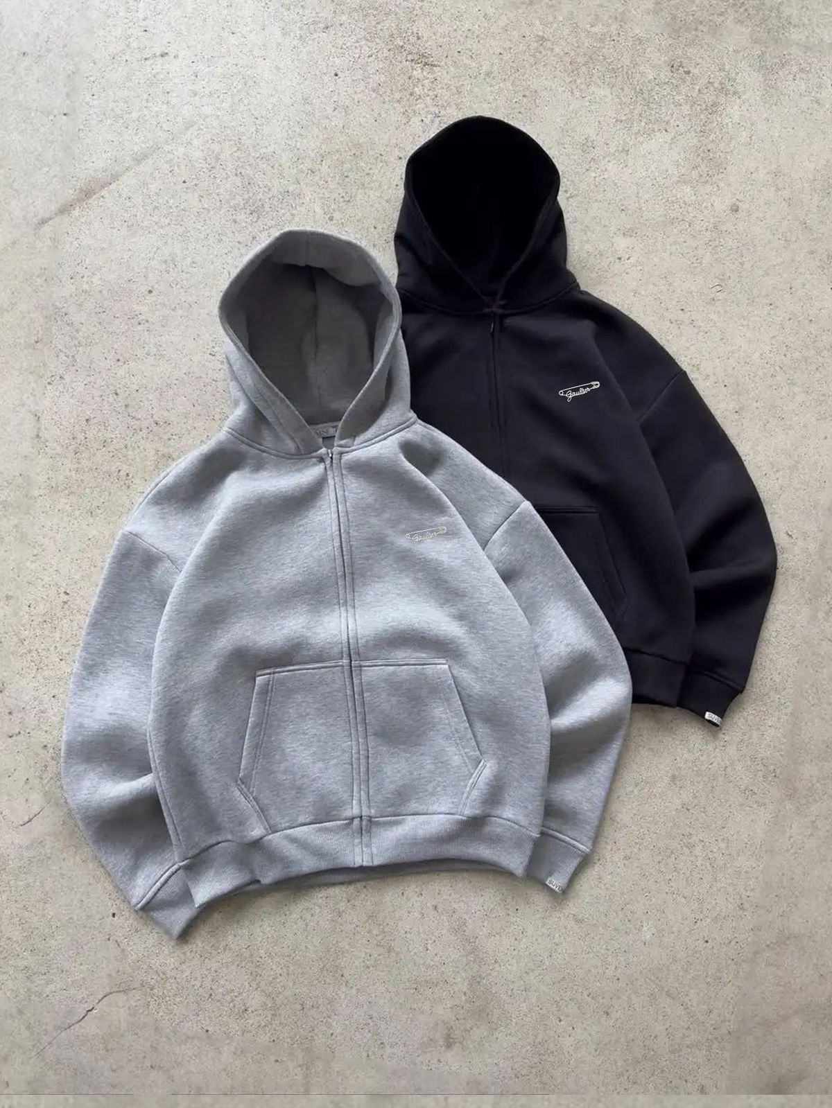 Men's Cross-Border Trendy Hooded Print Tracksuit Set With Pin Design, Autumn Winter, Comfortable Casual_viptrois.com