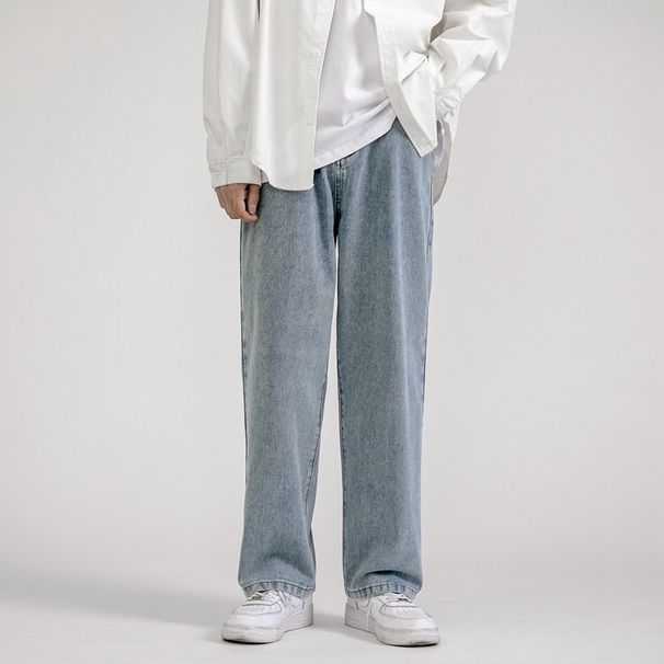 Spring/Summer New Jeans Brand Loose Straight Wide Leg Pants Men's Fashion Korean Casual Dad Pants_viptrois.com