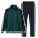Unisex School Sportswear Set – Breathable Polyester Athletic Outfit For Teens (Long Sleeve Top + Joggers, Blue/Green, 120-190cm, B-Class Safety)_viptrois.com