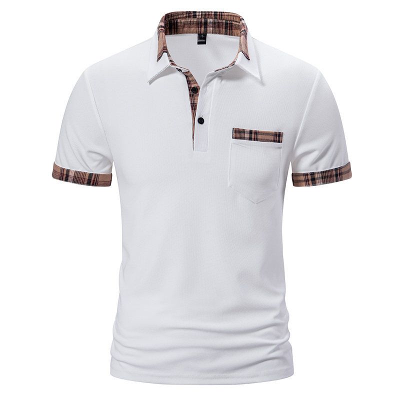 Men's Clothing Short Sleeved Polo Shirt Summer Code Color Matching Lapel T Shirt_viptrois.com