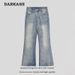 Men's Clothing Casual Distressed Flared Jeans For Men And Women Slim Retro Cleanfit Straight Loose Floor Length Trousers_viptrois.com