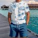 Men's Clothing Short Sleeved Shorts Fashion Casual Men's Short Sleeve T-Shirt & Shorts Set - Tropical Palm Tree Print Beach Vacation Outfit For Summer_viptrois.com
