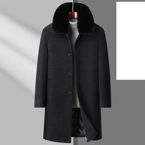 Men's Clothing New winter long plus velvet thickened detachable fur collar coat windbreaker middle aged and elderly men's warm coat dad wear_viptrois.com