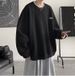 Men's Waffle-Knit Streetwear Sweatshirt - Oversized Pullover With Graphic Print (Black/White/Gray, M-XXXL)_viptrois.com
