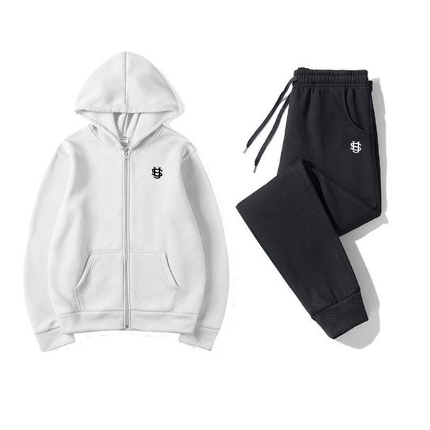 2026 Fashion Tracksuits Women/Men Long Sleeve Zipper Hooded Sweatshirts+Lace-Up Elastic Waist Sweatpants Embroidery Two-Piece Casual Sport Suits_viptrois.com
