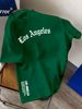 100% Pure Cotton Men's Summer Fashion Short Sleeved Los Angeles Letter Printed Casual Slim Fit Versatile Top_viptrois.com
