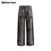 Men's Clothing Retro Washed Hole Workwear Jeans Trendy Brand Loose Straight Men And Women Wide Leg Mopping Casual Trousers_viptrois.com