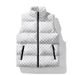 Men's Quilted Sleeveless Vest With Zip Pockets Warm Winter Padded Jacket For Spring, Slim Fit Stand Collar,Cotton Blend Fabric (Black/White/Pink)_viptrois.com