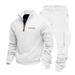 Independent Station Large Size Winter Velvet Half Zipper Stand-up Collar Pullover Solid Color Casual Sweater Tooling Trousers Suit Men_viptrois.com