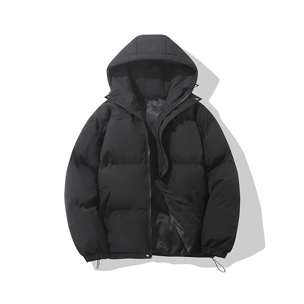 Couple's Solid Color Puffer Jacket - Unisex Thickened Winter Coat With Stand Collar, Oversized Fit & Trendy Streetwear Style_viptrois.com