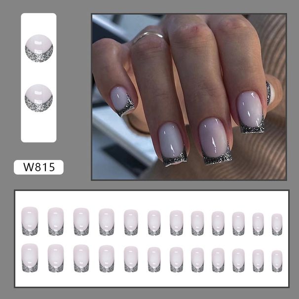 Nails Art Black Flash French Medium And Long Nail Sweet Cool Girl White Manicure Wearable Finished Nail_viptrois.com
