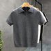 Men's Clothing Scissor Collar Short Sleeved Knitted Sweater Cool Anti Wrinkle T Shirt_viptrois.com