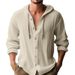 2025 New Spring And Summer Men's Hooded T-shirt Solid Color Cotton And Linen Men's Casual Long-sleeved Top_viptrois.com