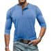 Men's Clothing Long Sleeve Henley Shirt Cotton Blend Casual T-Shirt For Autumn Winter - Slim Fit Crew Neck Tee In White, Black, Navy, Olive & More_viptrois.com