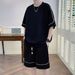 New Short Sleeved Sports Casual Suit For Men, Loose Large Size, Advanced Handsome Matching Two Piece Suit, Trendy Brand T Shirt For Men_viptrois.com