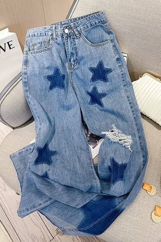 Girls Pants Autumn And Winter Outer Wear 2024 New Style Medium And Large Children's One Piece Plus Velvet Casual Straight Winter Children's Jeans_viptrois.com