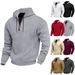American Style Spring And Autumn Fleece-Lined's Loose Stand Collar Hooded Pullover Zipper Long Sleeve Sweatshirt For_viptrois.com