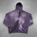 Men's Clothing Vintage Washed Cotton Zip-Up Hoodie – Distressed Two-Way Zipper, Raw Hem & Patch Pockets, Streetwear Oversized Fit (Black/Purple)_viptrois.com