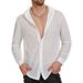 Men's Clothing Lace See Through Shirt Sexy Hollow Mesh Long Sleeved Shirt Casual Tops_viptrois.com